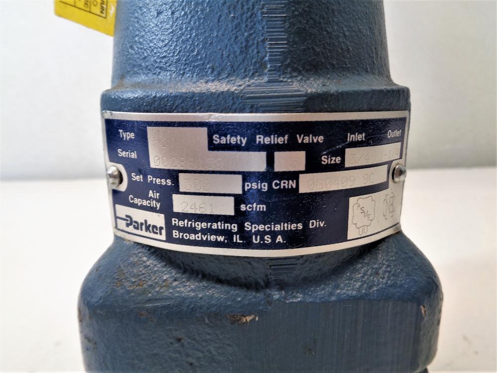 Parker Refrigerating H3 Safety Relief Valve 3/4" x 1-1/4", 300 PSIG Set